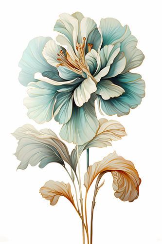 Plante minimale en bleu clair