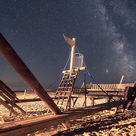 Pirate ship and Milky Way on Amrum Island by Oliver Henze