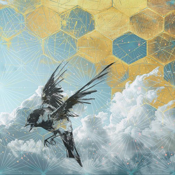 Bird in the sky van Vlindertuin-Art