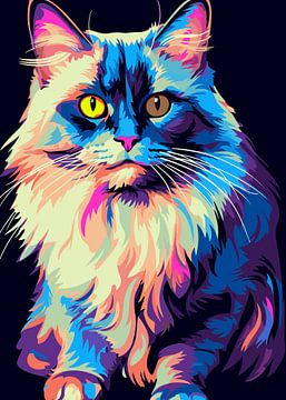 Chat Animal WPAP Pop Art sur Qreative