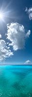 Turquoise gloeiende zee in het Caribisch gebied. Portretpanorama in staand formaat