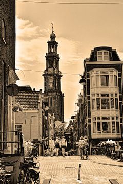 Westerkerk Jordaan Amsterdam Niederlande Sepia