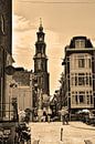Westerkerk Jordaan Amsterdam Nederland Sepia van Hendrik-Jan Kornelis thumbnail