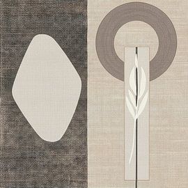 Japandi: Modern-Organic mit botanischen Formen auf Leinen-Textur