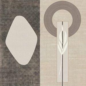 Japandi: Modern-Organic mit botanischen Formen auf Leinen-Textur