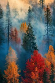 Herbstwald im Nebel – Naturtraum von Poster Art Shop