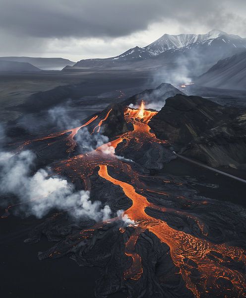 Luftbild: Islands feurige Adern von fernlichtsicht