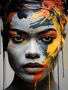 black & white woman with flower colour splash van PixelPrestige