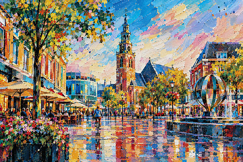 Assen, Drenthe – Impressionistisches Gemälde dieser niederländischen Stadt