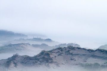 Mist boven de duinen tussen Katwijk en Noordwijk van Menno van Duijn