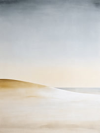 Silent Dunes | Abstract landscape wall art in grey-blue and sand by Japandi Art Studio