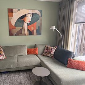 Kundenfoto: Frau mit Hut 118.68 von Blickfänger Gemälde, auf Leinwand