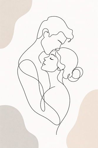 Eternal Embrace – Minimalist Couple Line Art