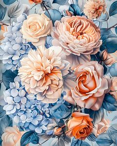 Vintage große bunte Blumen