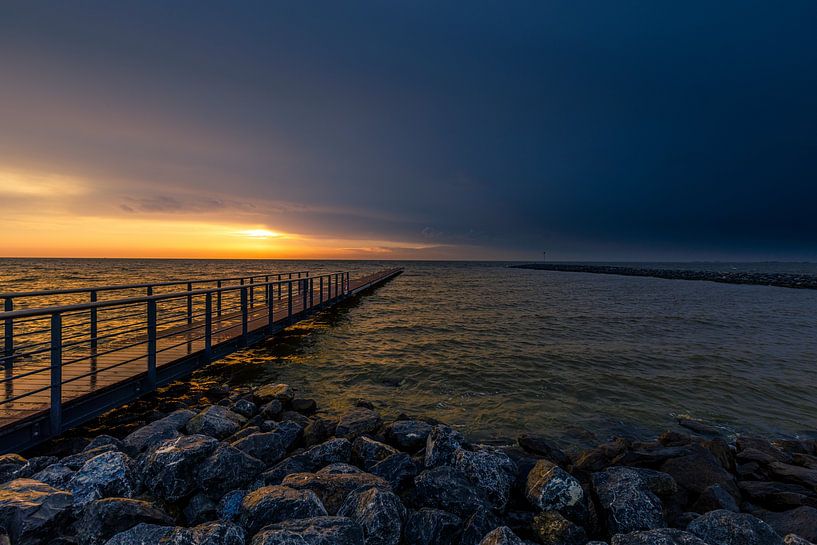 Jetty city beach Hoorn at sunrise 4 by peterheinspictures