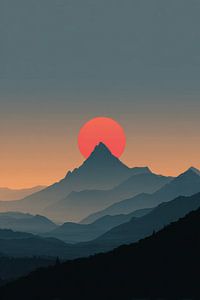 Berglandschaft Sonnenuntergang in Serene Silhouette
