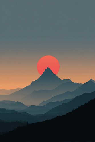 Berglandschap Zonsondergang in Sereen Silhouet