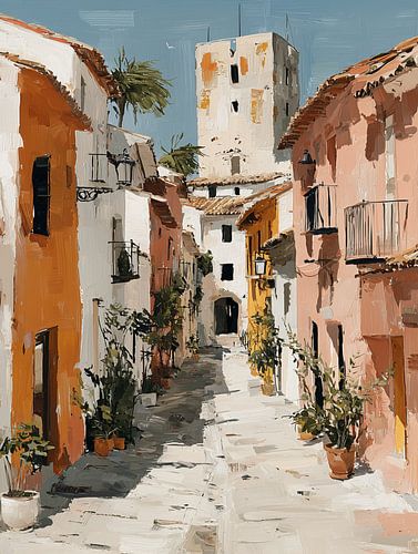 Picturesque street with plants in Mediterranean city