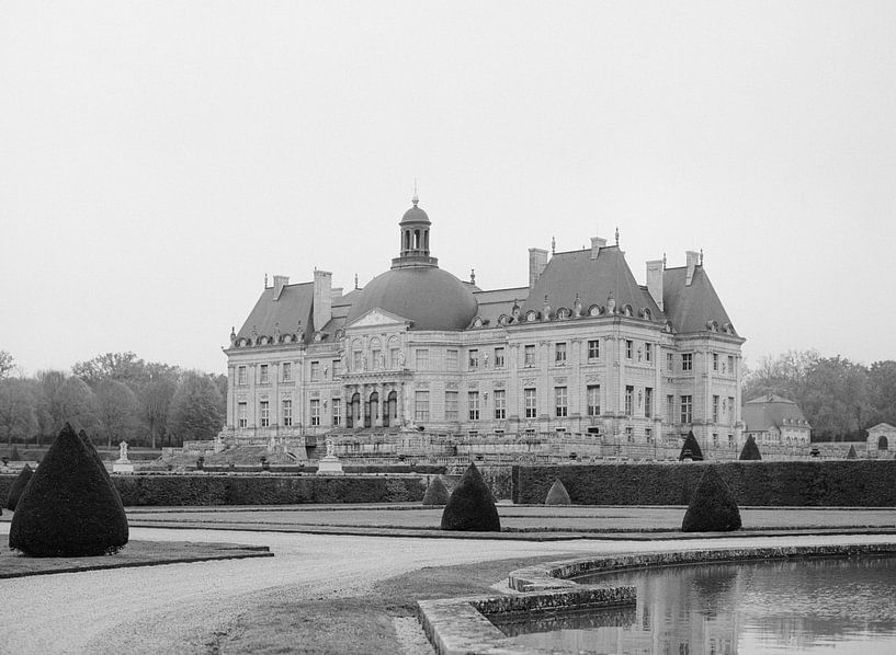 Analogue black and white photograph of Chateau Vaux le Vicomte by Alexandra Vonk