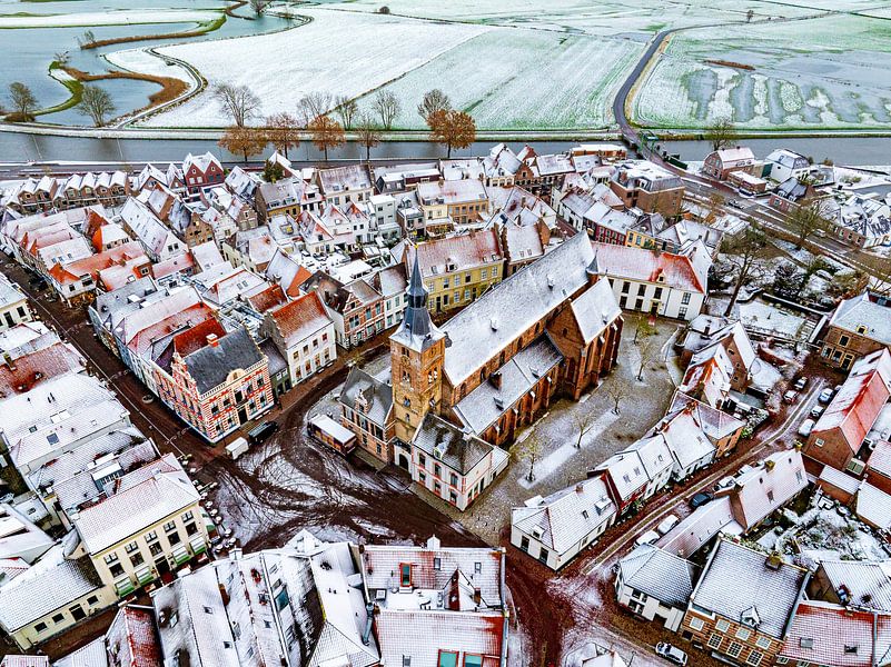 Hattem aerial view during a cold winter morning by Sjoerd van der Wal Photography