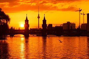 Berlin – Skyline im Sonnenuntergang / Oberbaumbrücke