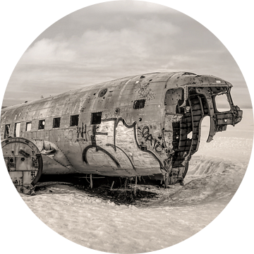 Plane Wreck in dramatisch zwart-wit