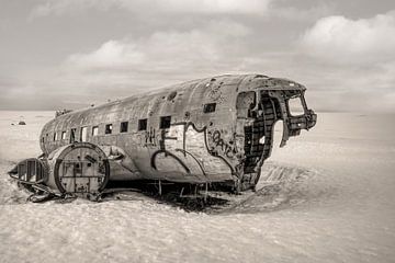 Plane Wreck in dramatic black and white