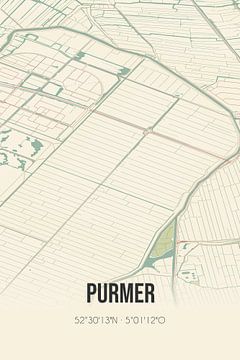 Vintage landkaart van Purmer (Noord-Holland) van MijnStadsPoster