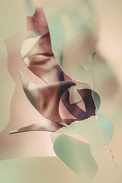 Abstracte collage in pasteltinten van Ingrid Bertens