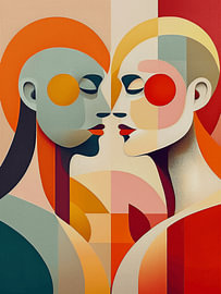 Modern Geometric Portrait of Two People by STUDIO ARTSY