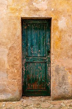 Old Mediterranean green wooden door by Dafne Vos