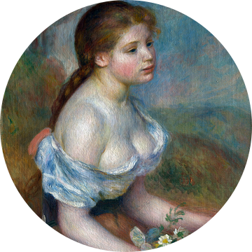 Auguste Renoir, Een jong meisje met madeliefjes - 1889 van Atelier Liesjes