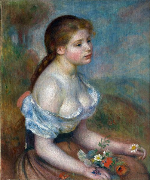 Auguste Renoir, Ein junges Mädchen mit Gänseblümchen - 1889 von Atelier Liesjes