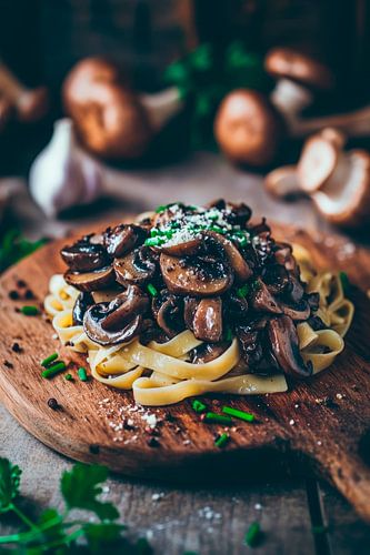 Pasta met champignons en knoflook - heerlijk