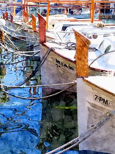 Vissersboten in de haven - Mallorca van Andreas Wemmje