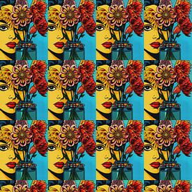 portrait femme dahlia's sur Henriette Tischler van Sleen