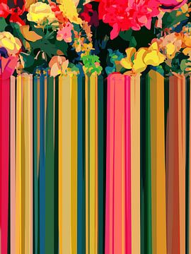 Warme zomerkleuren - Bloemen en strepen van The Art Kroep