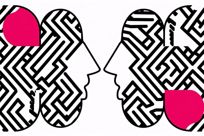 Visages abstraits avec motifs de labyrinthe par Imperial Art House