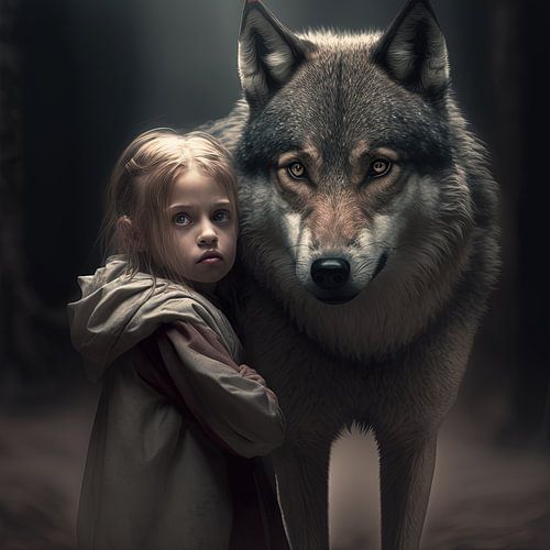 De wolf en een klein meisje