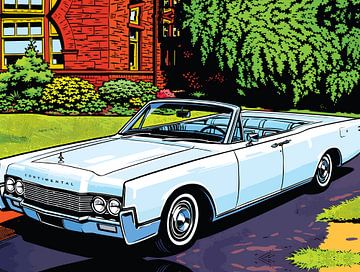 Retro Classic Convertible Side Pop Art Portrait by Ramy Salah Hefny