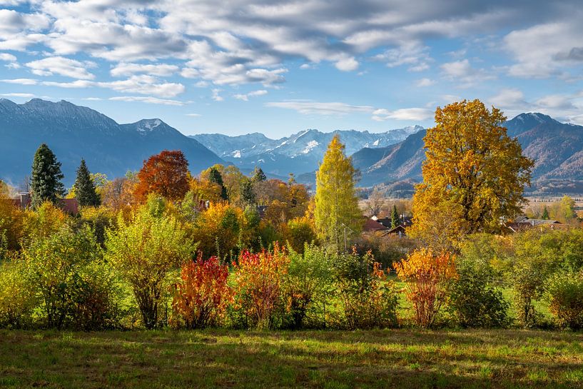 Autumn landscape in Munrau with a view of the Alps by ManfredFotos