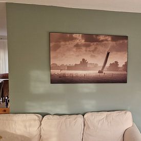Customer photo: Skûtsje in the evening sun and rainstorm by ThomasVaer | Tom Coehoorn, on ArtFrame