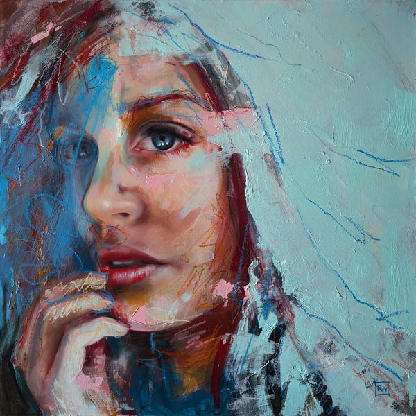 Portrait coloré et stratifié de la série "Rainbow : impressions". par Ron van Vliet