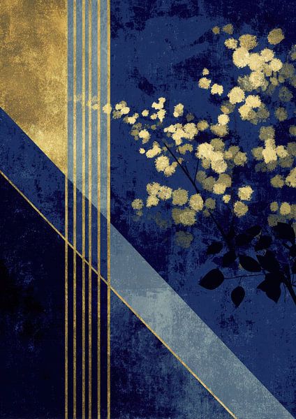 Art Deco: Abstract flag in blue and gold by Niklas Maximilian