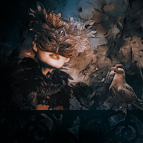 La dame et son oiseau par Helga Blanke