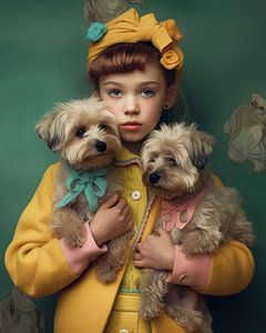 Portrait d'art "Moi et mes chiens" sur Carla Van Iersel