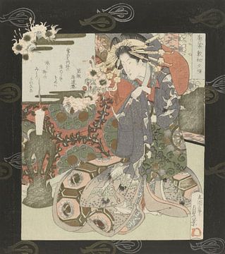 Courtisane bereidt zich voor op de nacht, Utagawa Sadakage, 1832. Japanse kunst ukiyo-e van Dina Dankers