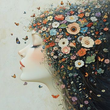 Flowers Woman by Eye catching paintings