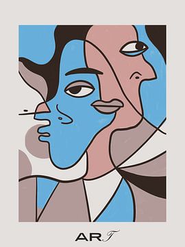 Picasso art in blauw van @Unique