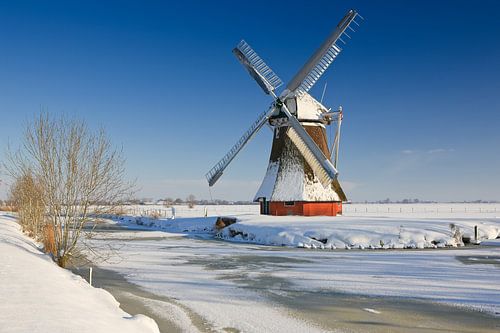 Krimstermolen in winter, Zuidwolde, Groningen